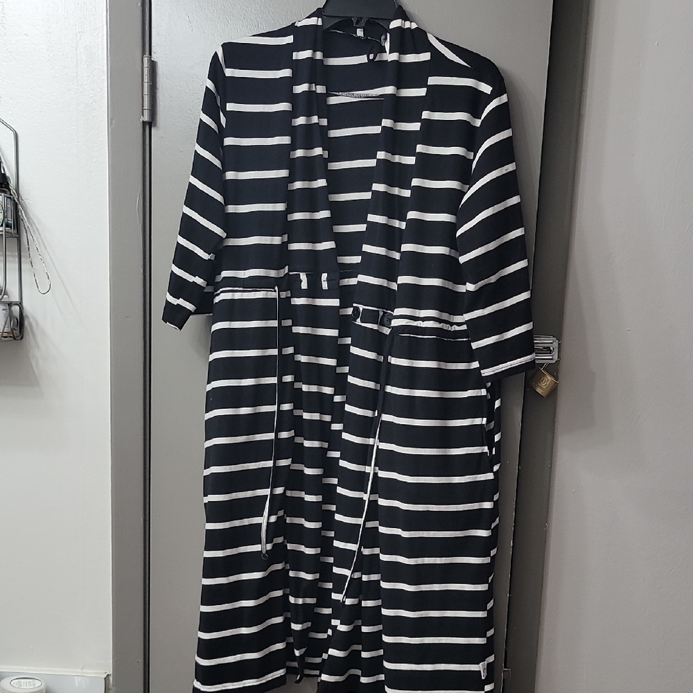 Gownies Black and White Striped Cardigan